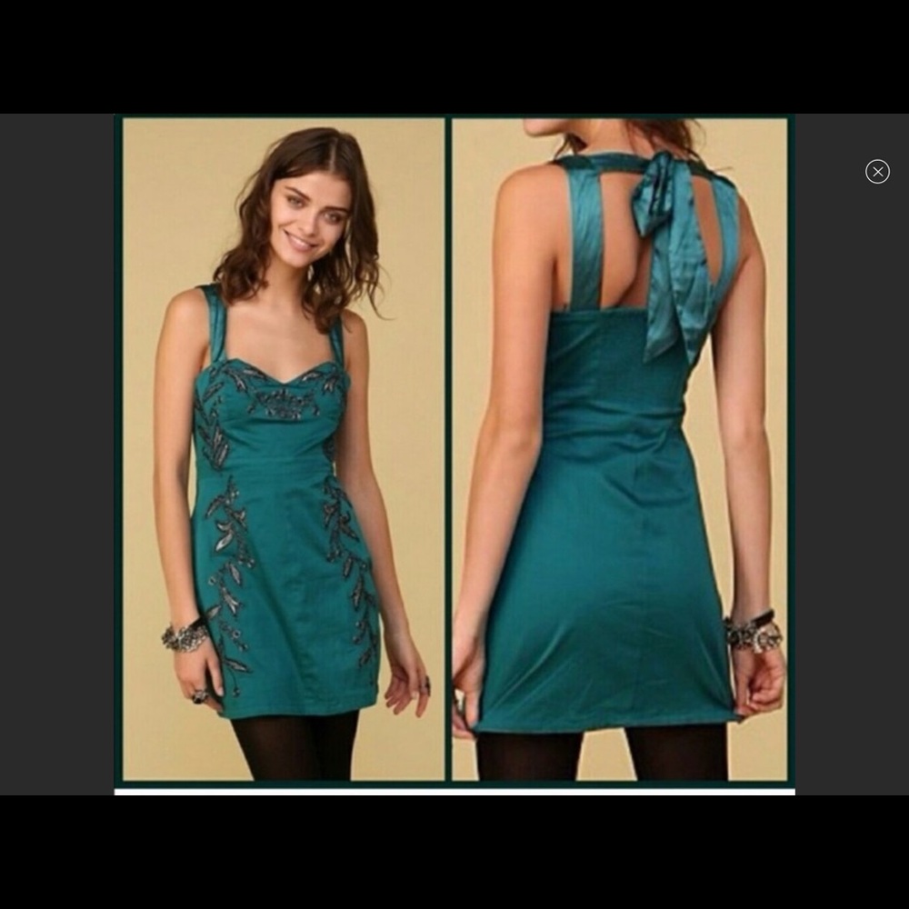 Free People Teal Embellished Dress
